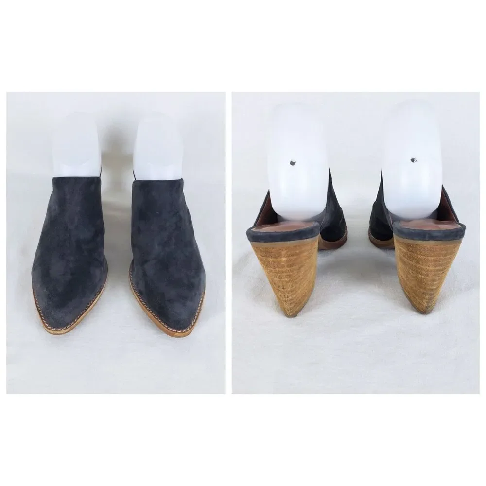 Jeffrey Campbell Artisan Western Minimalist Suede Mules Womens 9 Gray Neutral